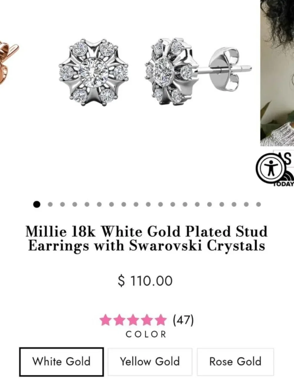 NEW Cate and Chloe 18k White Gold Plated Stud Earrings